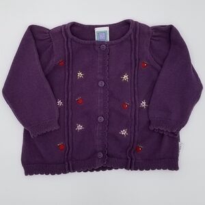 Little Me Embroidered Apple Sweater Scalloped 6m